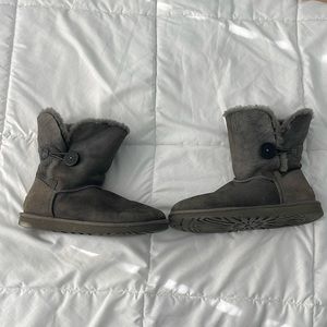 UGG Gray Ankle Boots with Button Detail